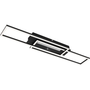 Moderne, schwarze LED-Deckenleuchte Frame Mid von Brilo mit rechteckigem Design.