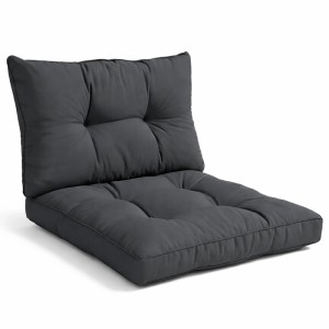 Graphitgraues Beautissu Lounge Kissen Set XLuna für Gartenmöbel. Dick gepolstertes Sitz- und Rückenkissen mit Karosteppung.
