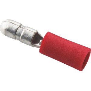 Rote Rundsteckhülse für Autoelektrik, 0,5-1,5 mm² Kabelquerschnitt.