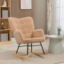 HOMCOM Schaukelstuhl beige mit Holzkufen. Bequemer Polsterstuhl im modernen Design für Wohnzimmer.