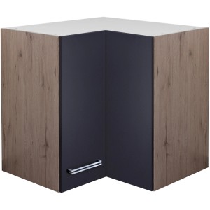 Flex-Well Exclusiv Eck-Hängeschrank Lara 60 x 60 cm Anthrazit-San Remo Eiche