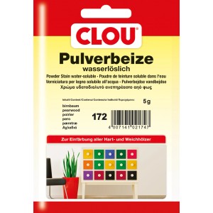 Clou Pulverbeize Birnbaum 5g, wasserlösliche Holzbeize für Hart- und Weichhölzer.