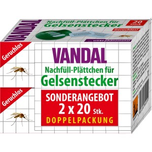 Vandal Gelsenstecker Nachfüllplättchen Doppelpack (2x20 Stück) für geruchlosen Mückenschutz.