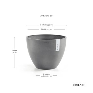 Ecopots Pflanztopf Antwerp Grau 40 cm
