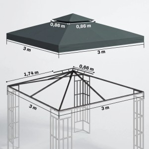 Outsunny Ersatz-Vordach 180g/m² Polyeser Kohlegrau 3 x 3 m