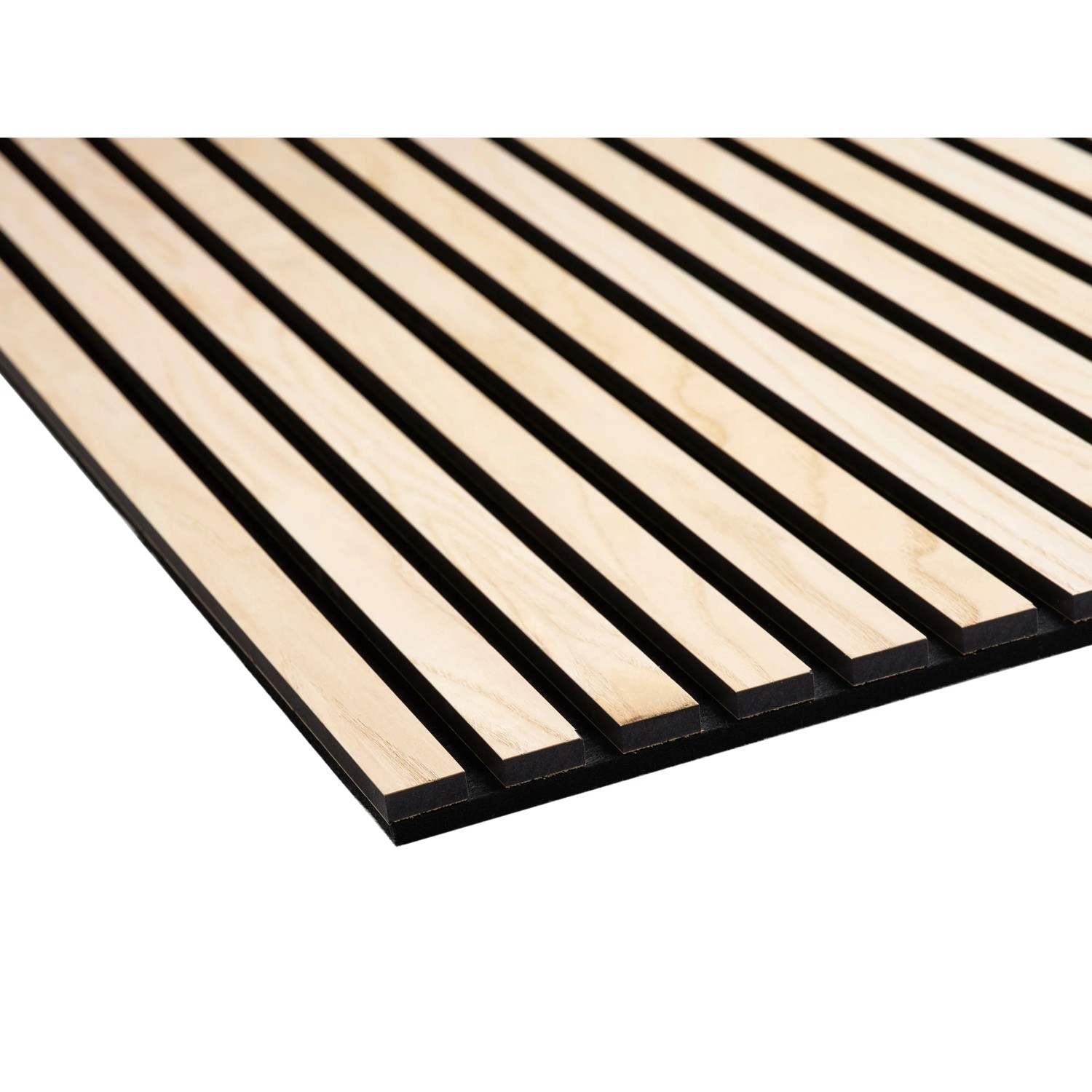 Akustikpaneel Esche/Schwarz: Wandverkleidung für besseren Raumklang, 119,8 cm breit.