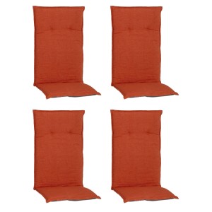4er-Set Beo Hochlehner-Sitzkissen MM12 im klassischen Design, Farbe Terra. Gartenstuhlauflagen für hohen Sitzkomfort.