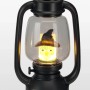 Schwarze Halloween-Laterne mit leuchtender Hexe, LED-Licht und Sound. Perfekt für gruselige Dekoration.
