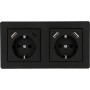 ProCharge Doppelsteckdosenrahmen in Schwarz mit USB-Anschlüssen.