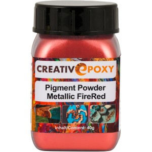 CreativEpoxy Pigmentpulver Feuer Rot Metallic, 40g, für Epoxidharz. Abtönfarbe mit Metallic-Effekt.