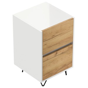 Posseik Nachttisch Industrial A, weiß/Eiche, 2 Schubladen, 40 cm breit.