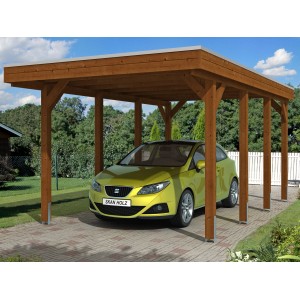 Skan Holz Carport Friesland 314 cm x 555 cm Nussbaum