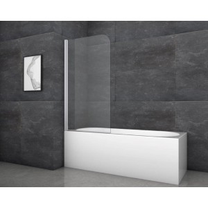 Aurlane Badewannenfaltwand Silver Classic, 80x140cm, Chrom, 1-flügelig auf Badewanne montiert.