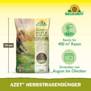 Neudorff Azet Herbst Rasendünger, 20 kg Sack. Organischer Dünger für einen winterfesten Rasen.