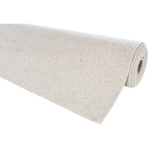 Andiamo Teppichboden Agadir Creme, Meterware, gerollt. Wollteppich mit Schlingenstruktur.