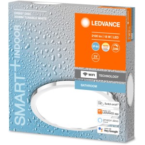 Verpackung der Ledvance Smart+ WiFi Bad-Wandleuchte Orbis Disc 30 cm, dimmbar und steuerbar.