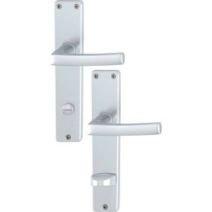 AnsaPro Langschild-Garnitur Mississippi WC, Aluminium Silber für Innentüren.