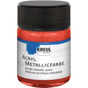 Kreul Acrylfarbe Metallic Rot, 50 ml. Cremige Acrylfarbe für Bastelarbeiten und DIY-Projekte.