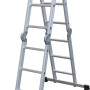 Vierteilige Mehrzweckleiter aus Aluminium mit 12 Sprossen und Arbeitsplattform.