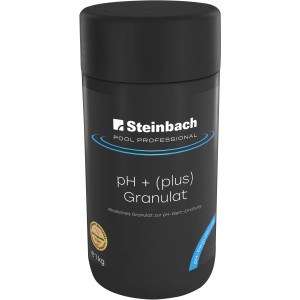 Pool Professional pH Plus Granulat 1 kg im schwarzen Behälter zur pH-Wert Erhöhung.