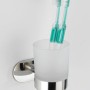 Wenko Zahnputzbecherhalter Turbo-Loc Uno Orea Shine mit satiniertem Glas und Edelstahl-Halterung.