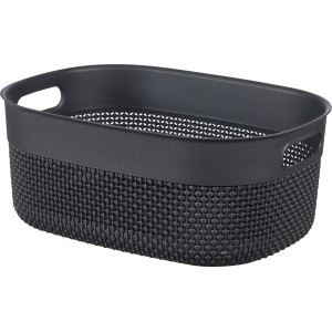 Anthrazitfarbener Curver Filo M Recycling-Korb, 12L, aus Recyclingmaterial für Aufbewahrung.