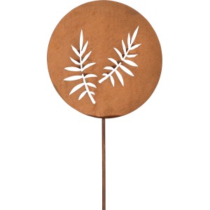 Gartenstecker mit Farndesign in Rostoptik, 85 cm hoch, für Gartendekoration.