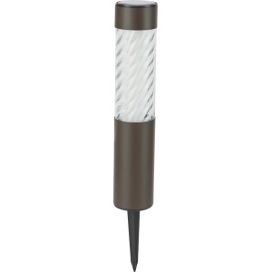 4er-Set Solar-LED-Dekoleuchte Isili, brauner Kunststoff, mit Erdspieß für den Garten.