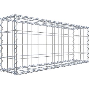 Leere Gabiona Gabione, 40x100x20 cm, Maschenweite 10x10 cm, zur Befüllung mit Steinen.