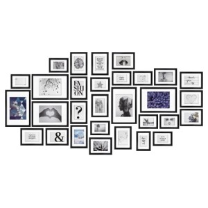 Bomoe Emotion Bilderrahmen Set, 30-teilig, MDF schwarz, für Collagen und Wanddekoration.