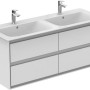 Ideal Standard Connect Air Doppel-Waschbeckenunterschrank, 1200mm, weiß, mit 4 Auszügen.