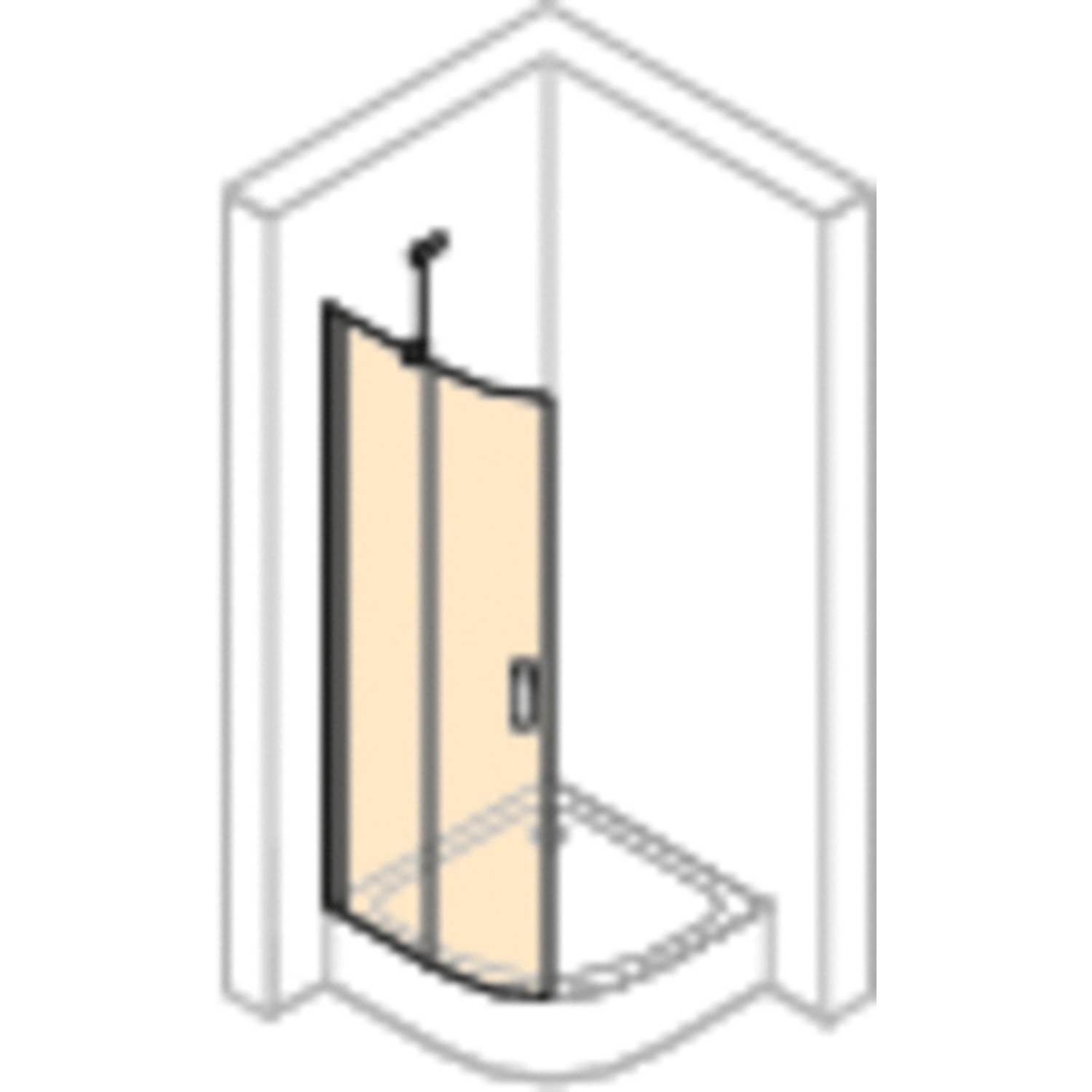 Hüppe 1/4 Kreis Schwingtür Design Pure, 80x190 cm, Silber matt, teilgerahmtes Schwingtürsystem.