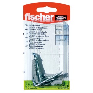 Fischer Universaldübel UX 6x35 mit Winkelhaken, 4 Stück, für alle Baustoffe.