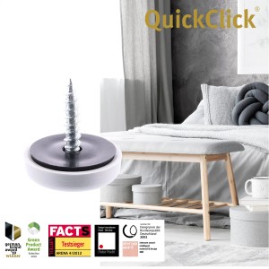 Wagner QuickClick Möbelgleiter Set, 12-teilig, schwarz-grau, Ø 17mm, für raue Böden.