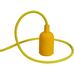 Gelbes Lampen-Textilkabel mit Fassung (1,4 m) für individuelle Lampen-Gestaltung.