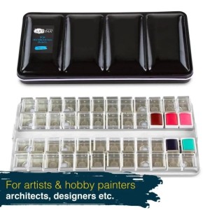 Artina Colaro Leerkasten für Aquarellfarben mit 48 Näpfen, leer zum individuellen Befüllen.