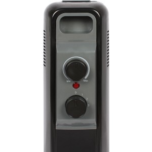 Schwarzer El Fuego Ölradiator mit 7 Rippen, mobile Heizung mit Thermostat und Kippschutz.