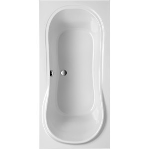 Rechteckige Badewanne Palma, 190x90 cm, aus Sanitäracryl in Weiß, mit mittigem Abfluss.