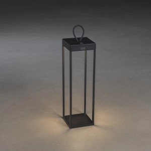 Schwarze Konstsmide LED Laterne Ravello, 50 cm hoch, für Innen- und Außenbereich.