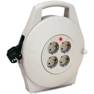 Brennenstuhl Kabeltrommel, 4-fach, grau, 10 m, mit Kinderschutz und Überhitzungsschutz.