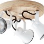 Brilliant Spot 3er Seed GU10 Weiß: Wandlampe mit drei schwenkbaren, weißen Spots und Holzrondell.