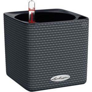 Lechuza Cube Color 14 Kräutertopf in Schiefergrau, 14x14 cm mit Bewässerungsanzeige.