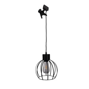 Schwarze LED Solar Pendelleuchte Grid, Ø 20 cm, 130 cm hoch, für stimmungsvolle Gartenbeleuchtung.