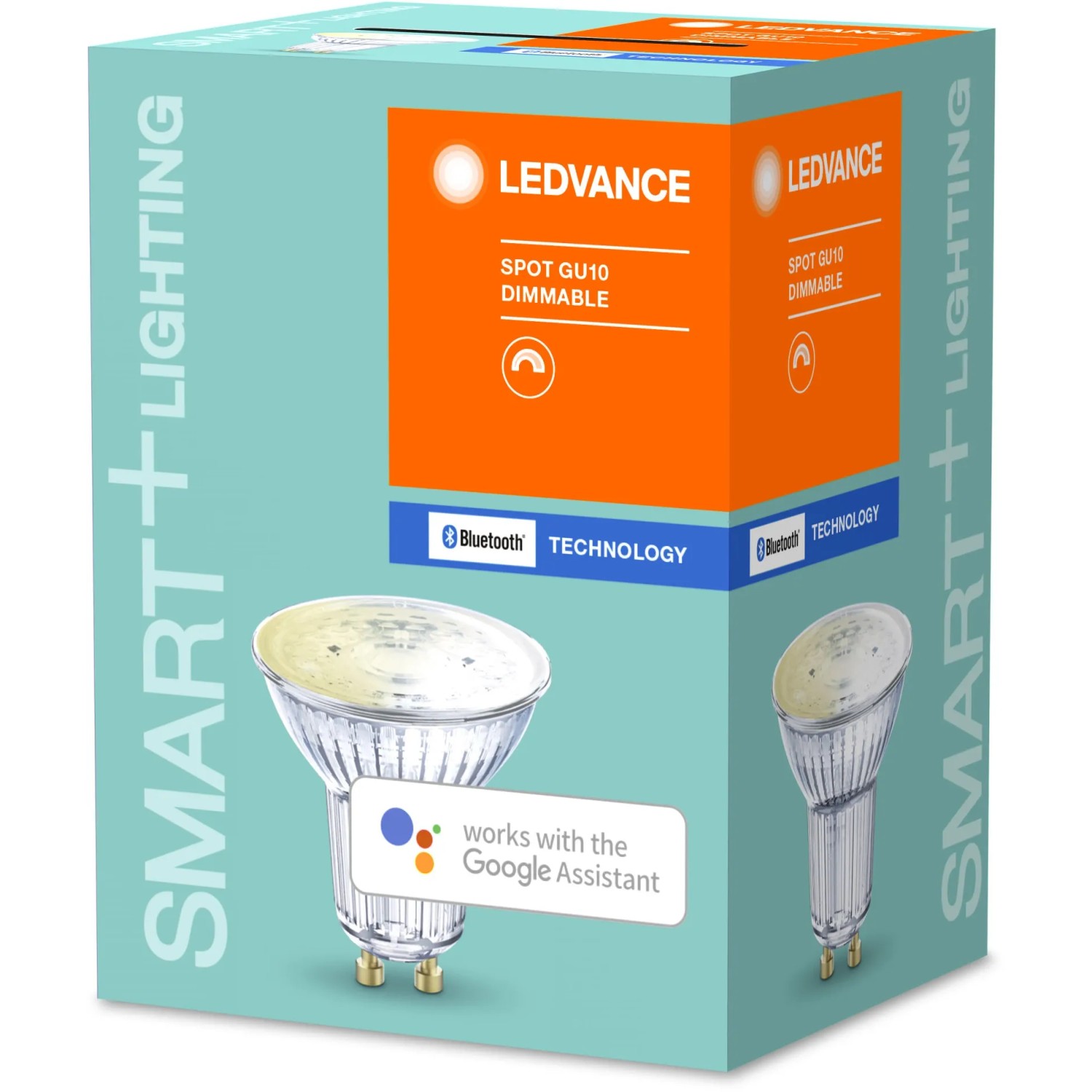 Ledvance Smart+ Bluetooth LED-Reflektorlampe PAR16 GU10, dimmbar, Warmweiß, in Produktverpackung.