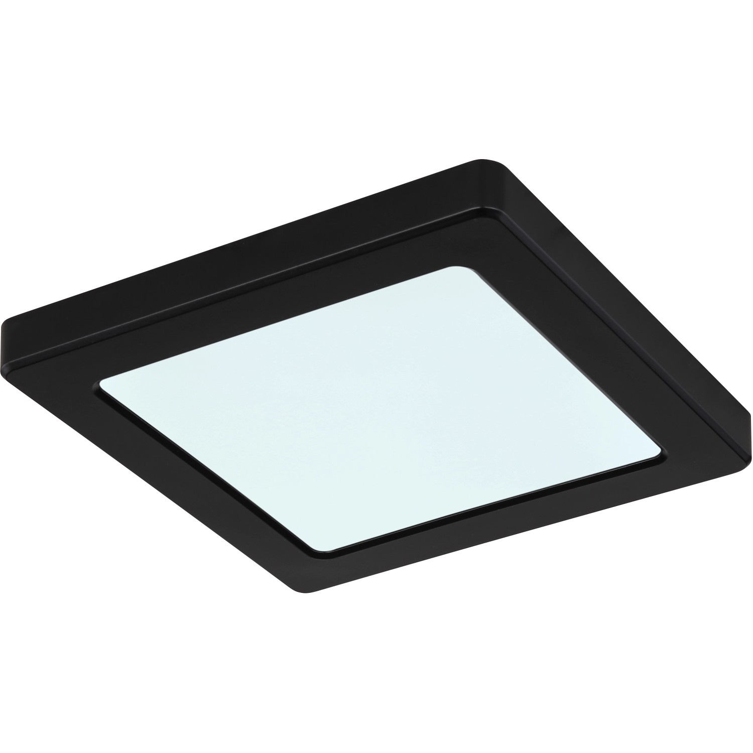 Schwarze, quadratische LED-Deckenleuchte Lasse von Globo, 167x167x17 mm.