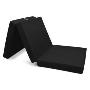Beautissu Campix Klappmatratze, 195x80x10cm, Schwarz, zusammengeklappt.