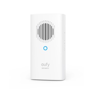 Eufy MiniBase Chime für Video-Türklingel E340, weiße Basisstation mit Lautsprecher.