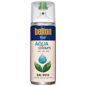 Belton Free AQUAcolours Buntlack RAL 9010 Reinweiß matt, 400ml Dose.