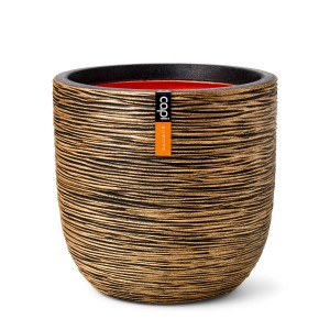 Capi Pflanztopf Kugel Rib, Ø 35 cm, Gold-Schwarz, für Innen- und Außenbereich.
