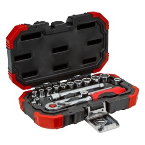 Gedore Steckschlüssel-Satz R49003016, 16-teilig, im Koffer mit Knarre, Einsätzen und Zubehör.